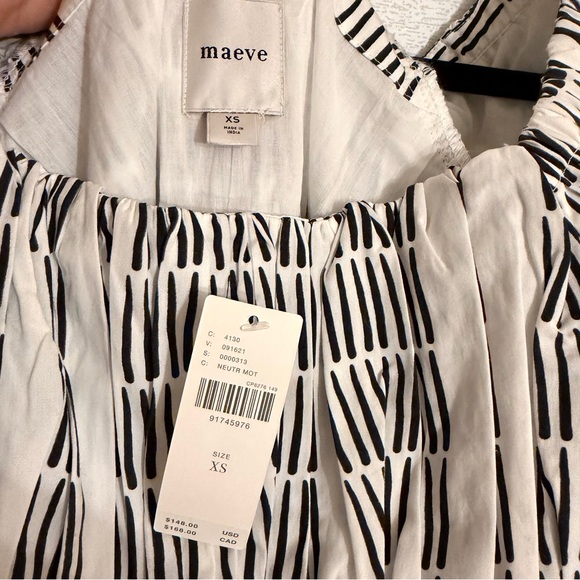 Anthropologie Maeve Puff-Sleeve Square-Neck Smocked Midi Dress NWT XS - Picture 10 of 10